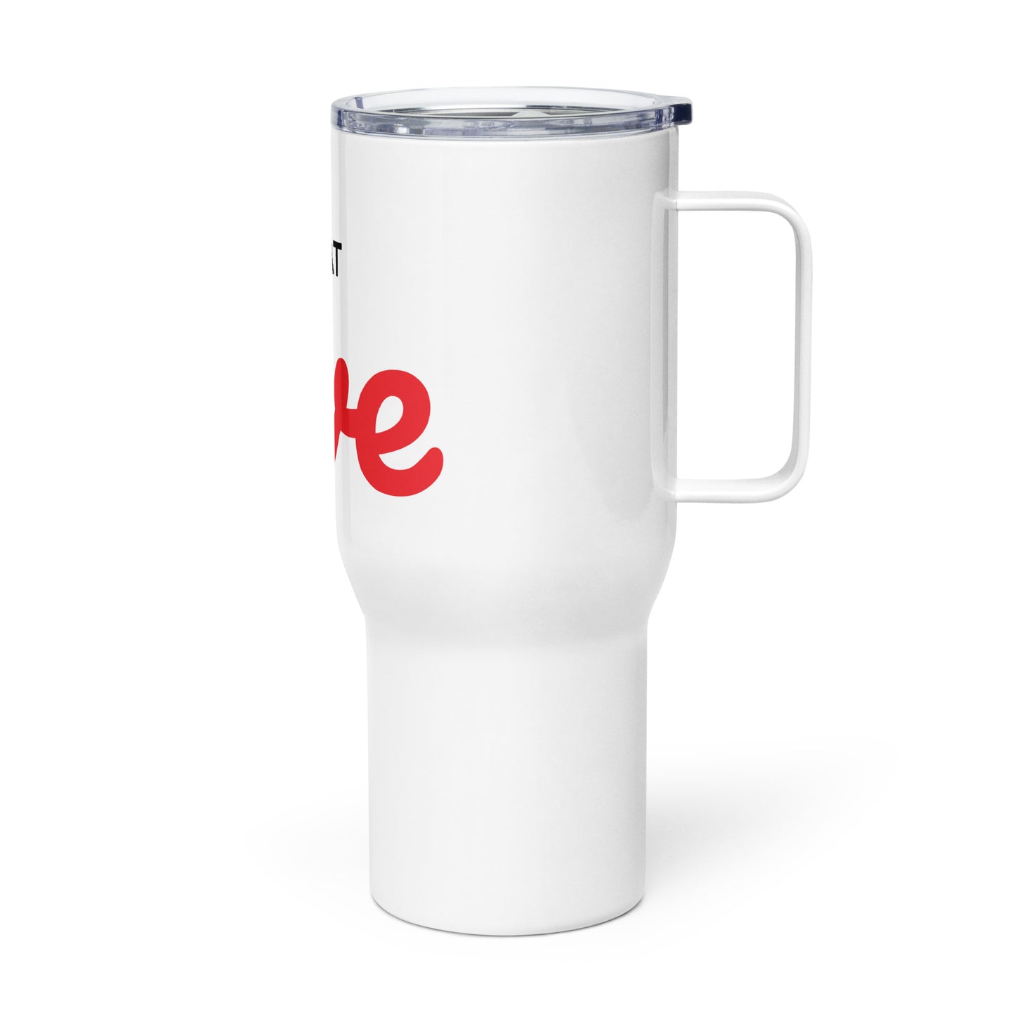 Travel mug with a handle