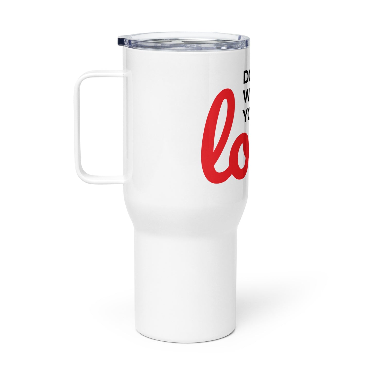 Travel mug with a handle